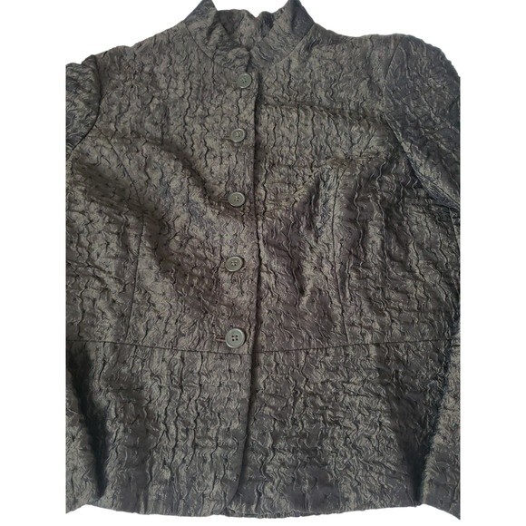 Coldwater Creek Dark Green Crinkle Fabric Jacket Blazer - Size Medium - Picture 4 of 13